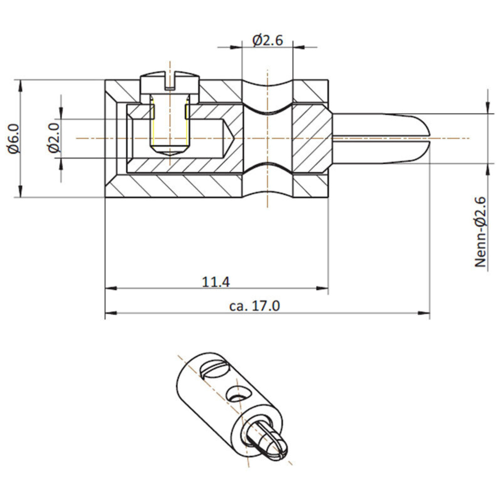 HO-Stecker 2,6 mm, grau
