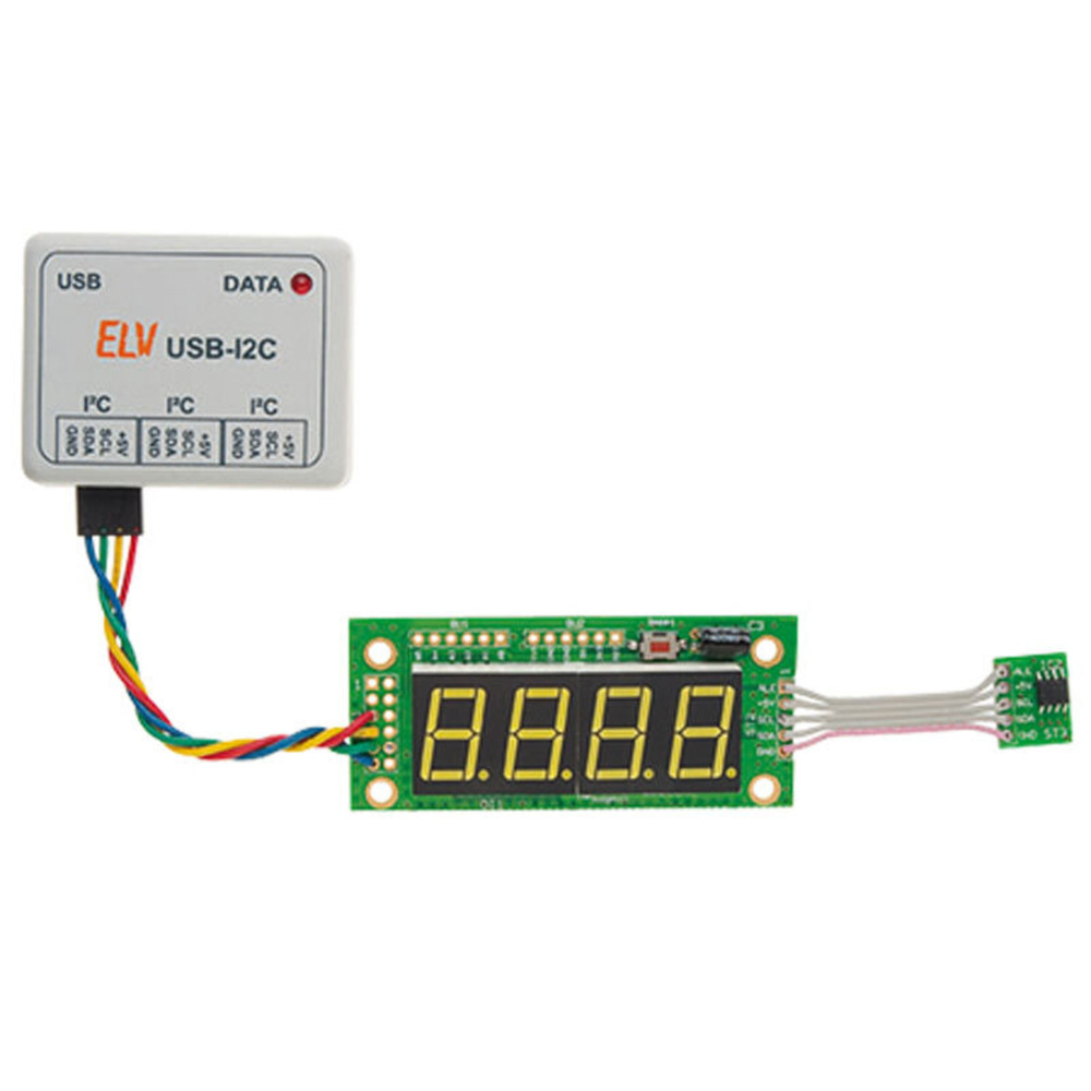 Komplettbausatz I2C-4-Digit LED Display I2C-4DLED, ohne Frontplatte