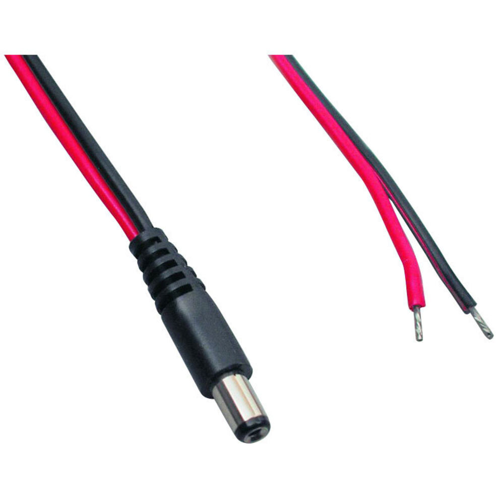 DC-Kabel 2 x 0,4 mm² mit DC-Hohlstecker 2,5/5,5/9,5 mm gerade, 2 m, rot-schwarz