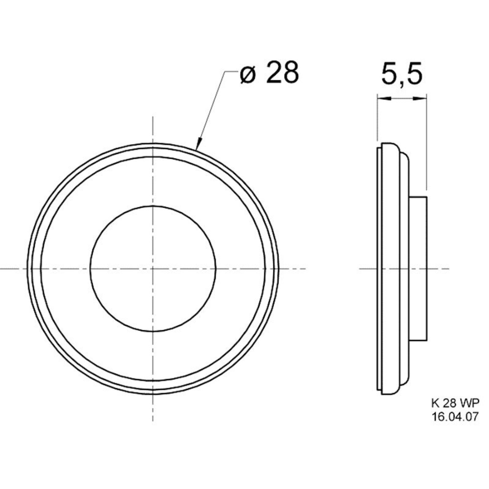 VISATON Miniaturlautsprecher mit Kunststoffmembran (Mylar) 2,8 cm, K 28 WP / 8 Ohm