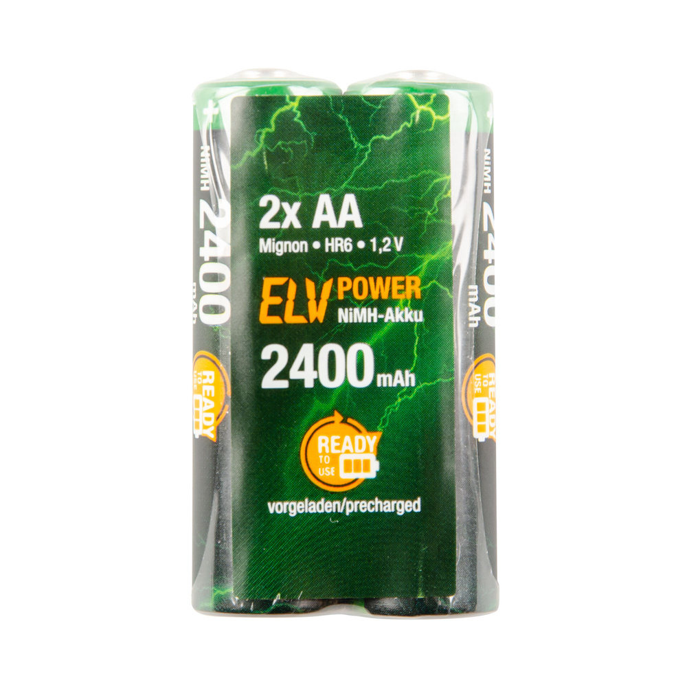 ELV Power Accu Ready-to-Use Mignon, 2400 mAh, 2er Pack
