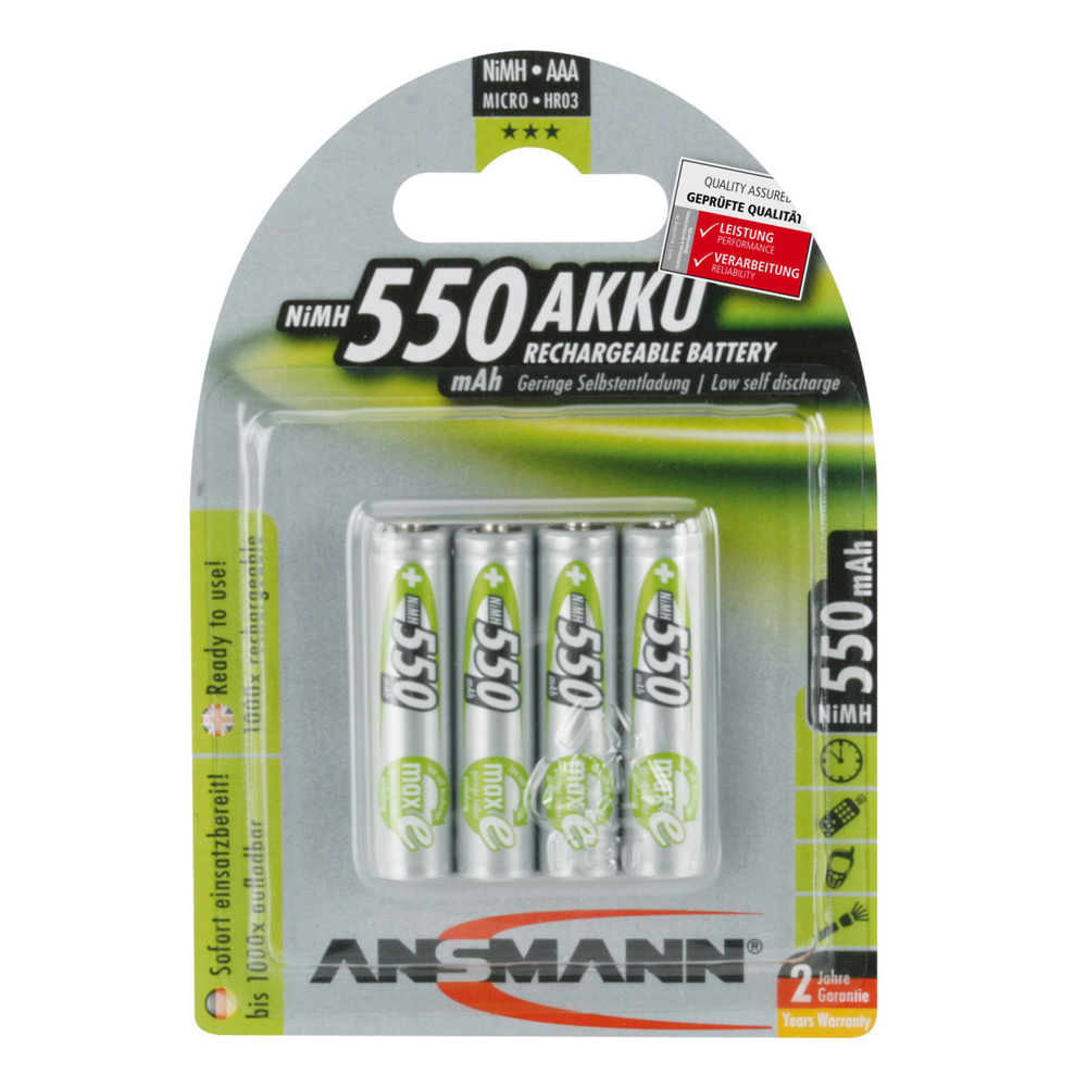 Ansmann maxE 1,2 V NiMH Akku Micro 550 mAh, 4er-Pack