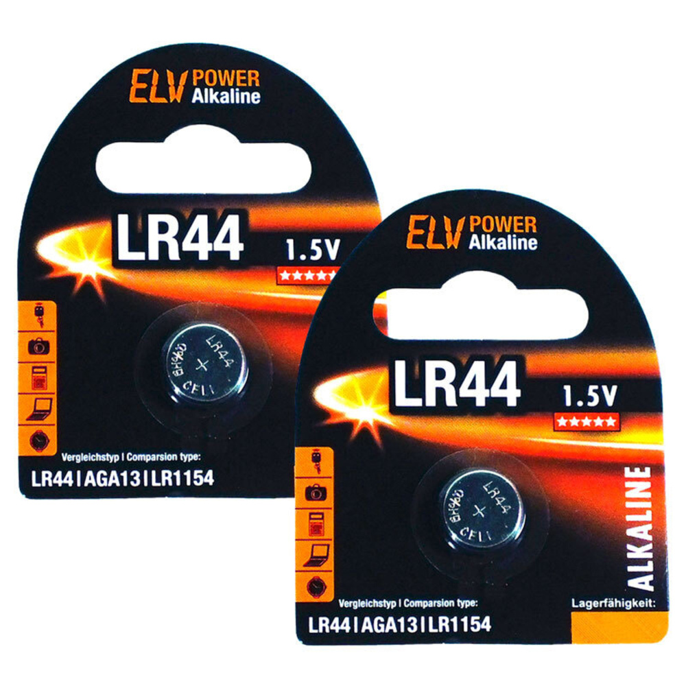 ELV Power Alkaline-Knopfzelle AG13/LR44, 2er-Pack