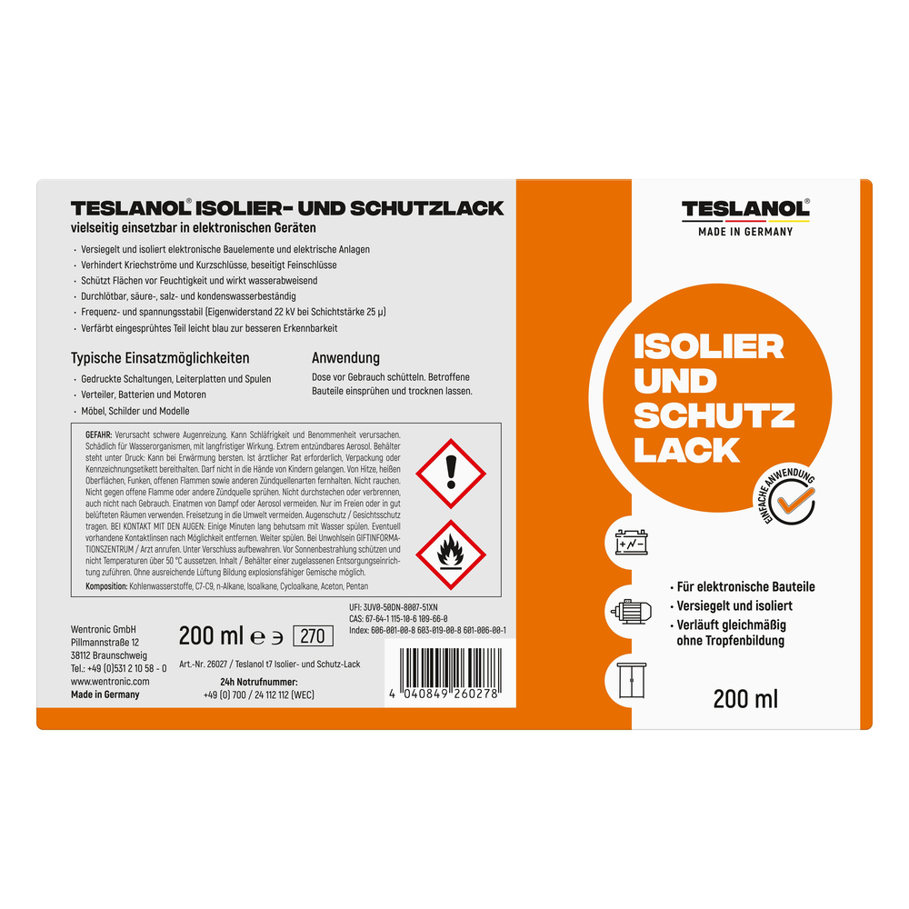 Teslanol Isolier-Schutzlack, 200 ml