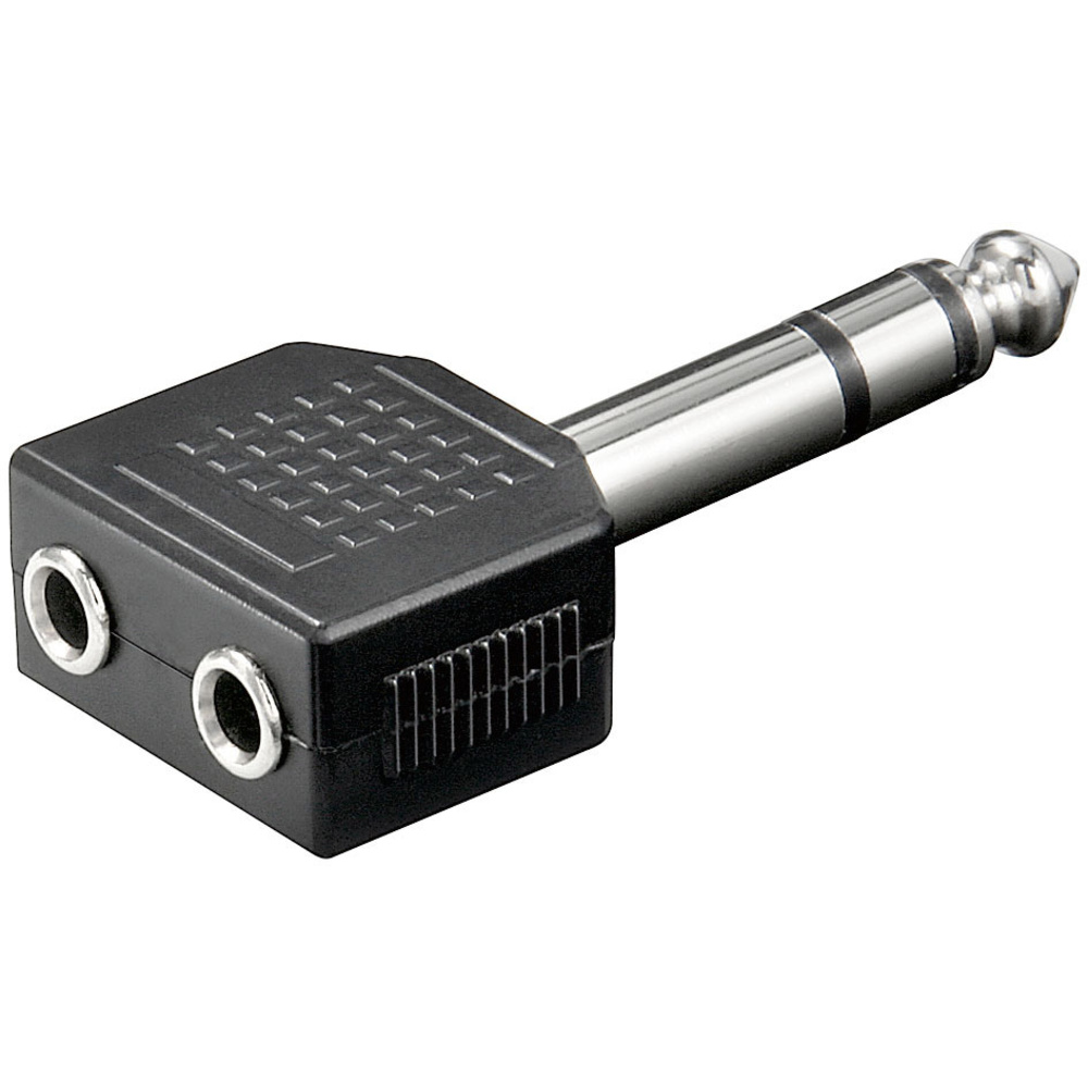 Audio-Adapter 6,35 mm Stereo-Stecker / 2x 3,5 mm Stereo-Kupplung