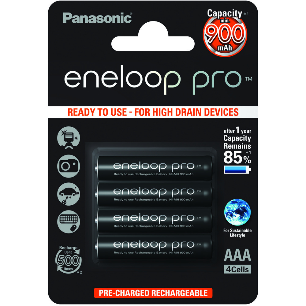 Panasonic eneloop 4er-Pack NiMH-Akkus, Micro 900 mAh