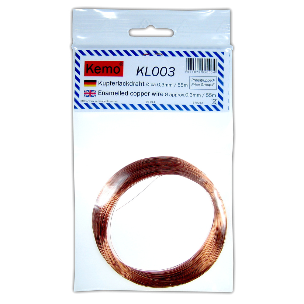 Kemo Kupferlackdraht Ø 0,3 mm, 55 m KL003