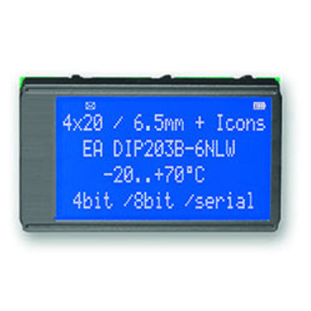 Electronic Assembly LCD-Punktmatrixdisplay EADIP203B-6NLW 4x20, 6,45 mm