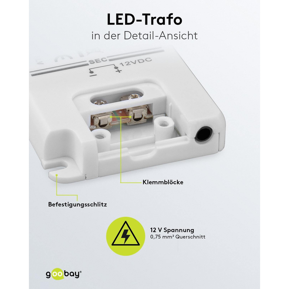 goobay LED-Netzteil / LED-Trafo, 50 W, 12 V DC, 4,2 A, Konstantspannung, IP20, ultraflach