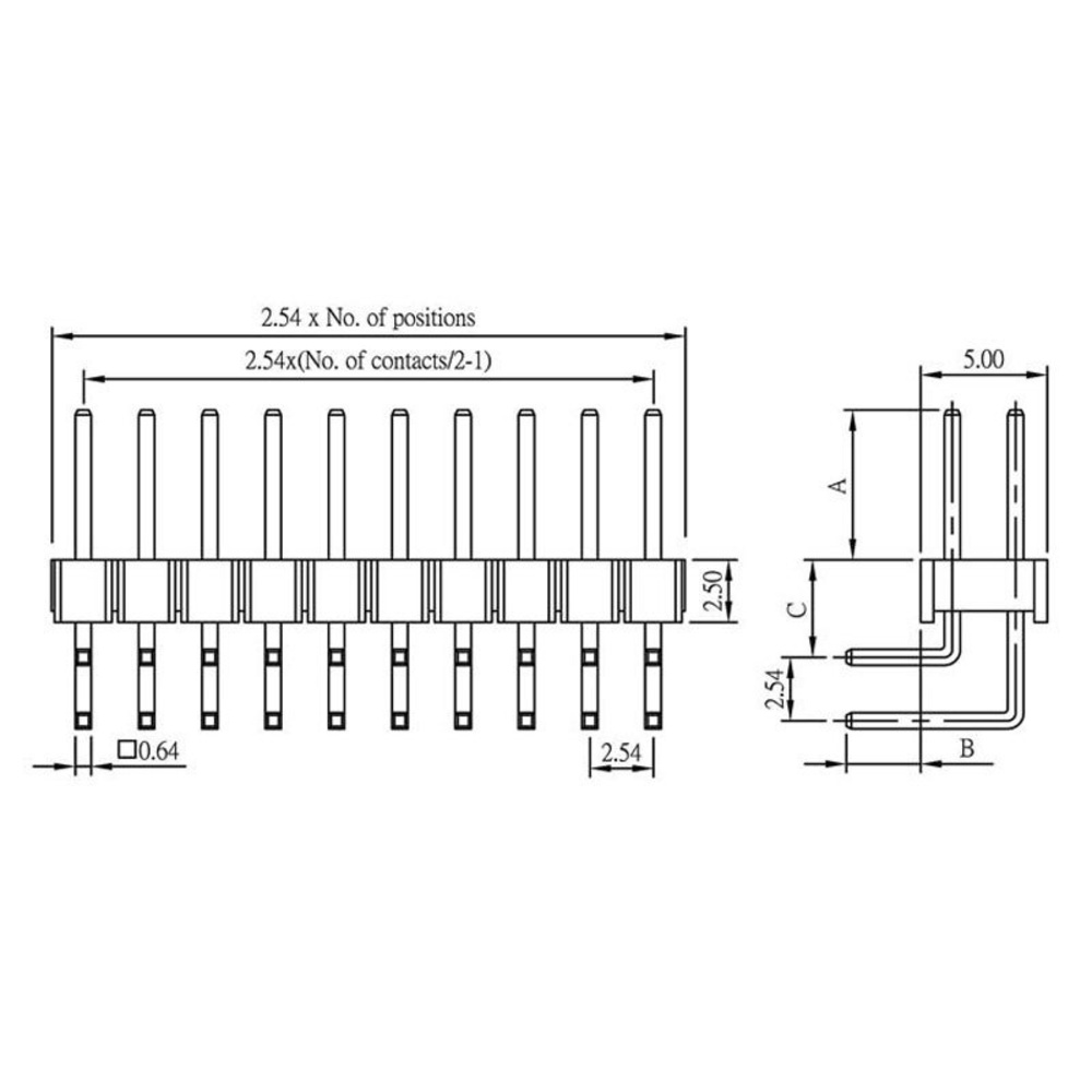 econ connect Stiftleiste SL25WD4GA, 2x 2-polig, gewinkelt, RM 2,54 mm