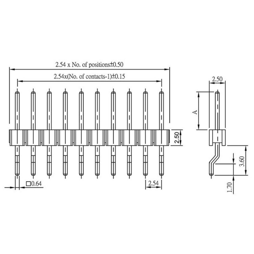 econ connect Stiftleiste PH1S4GOTB, 1x 4-polig, abgewinkelt, RM 2,54 mm SMT