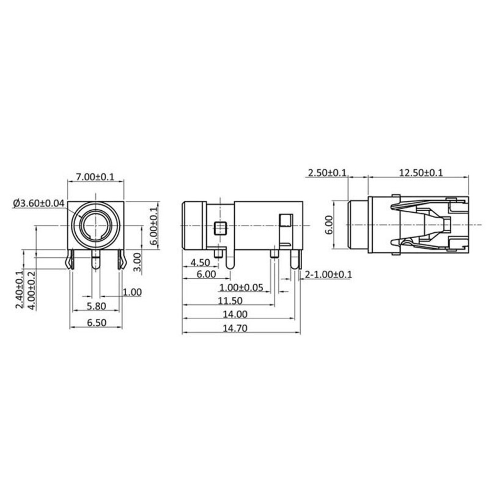 Klinkenbuchse, 3,5 mm, 4-polig, print