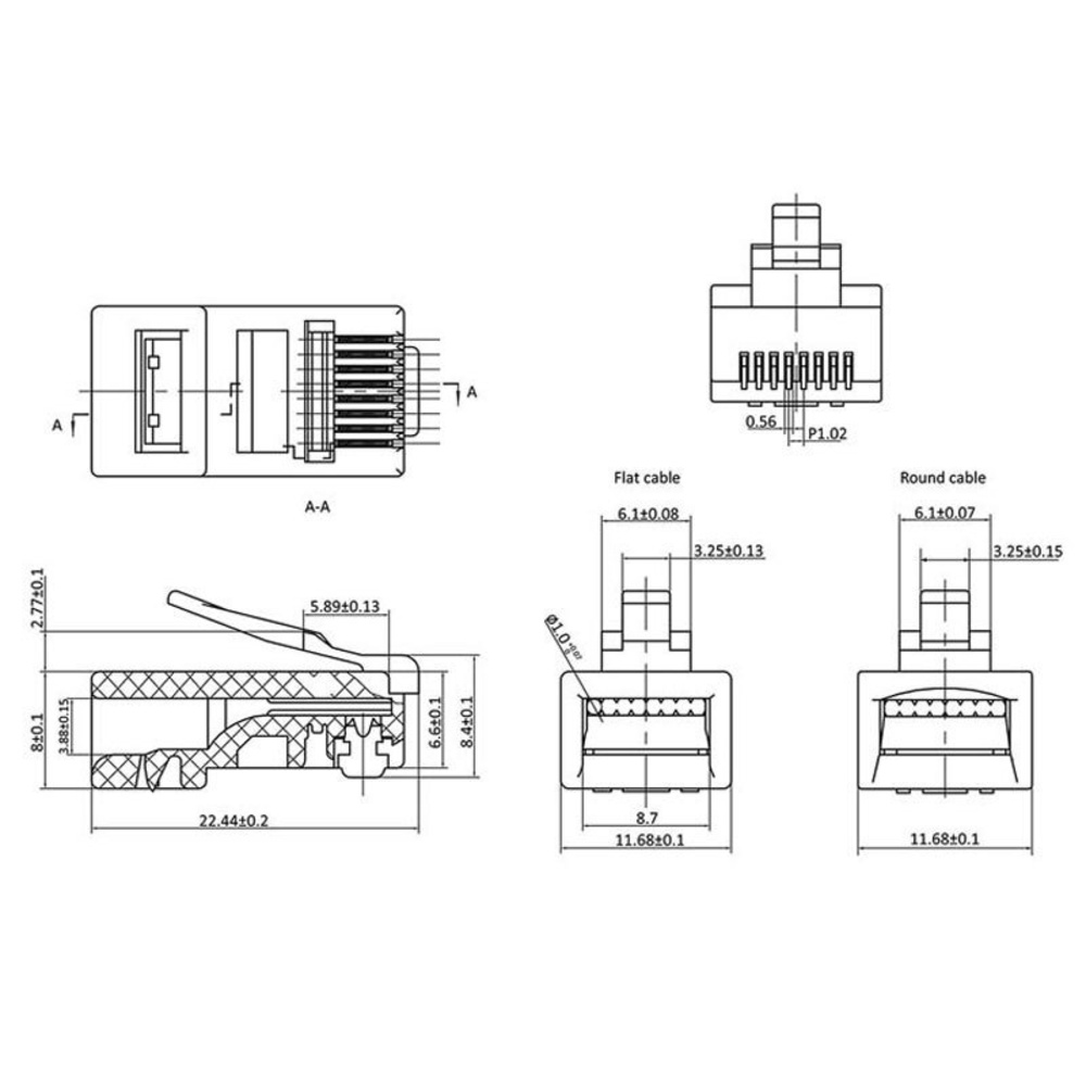 econ connect Modular-Stecker MPL88, 8P8C für Flachkabel