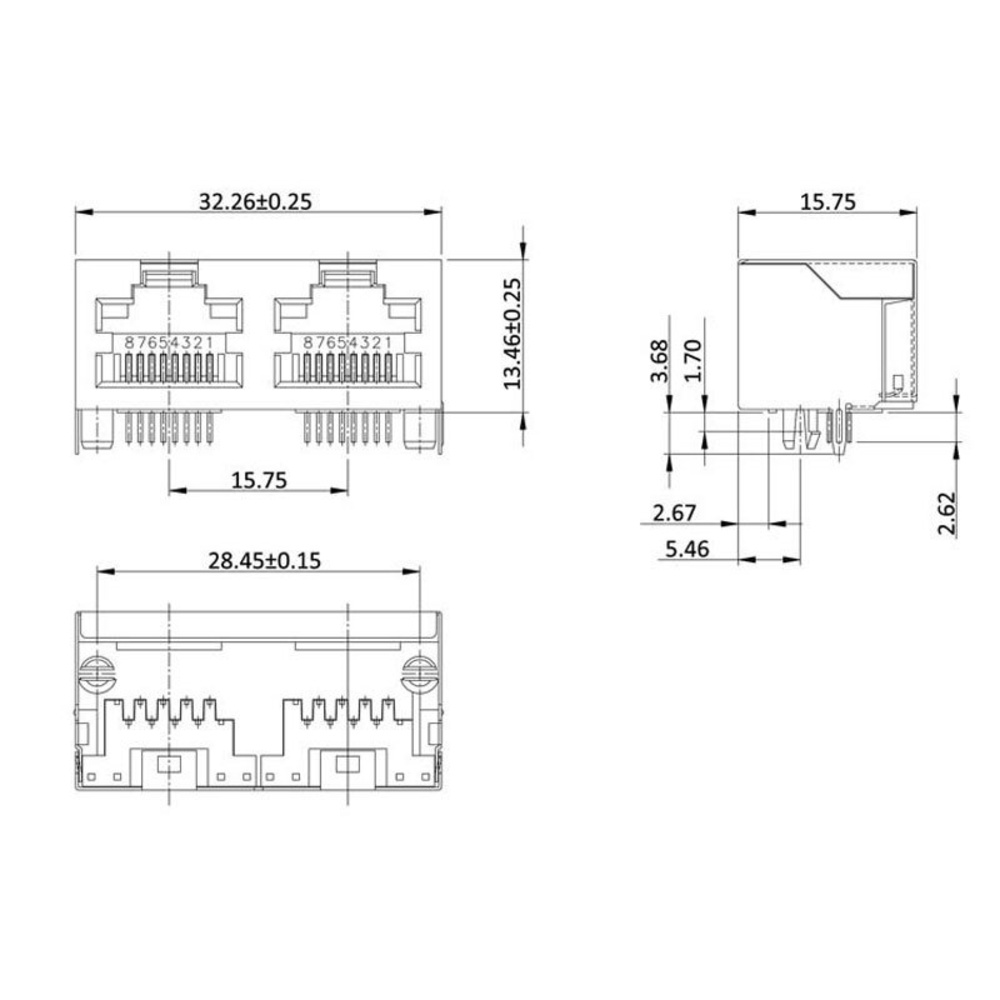 econ connect Modular-Einbaubuchse Multiport MPU288A, 8P8C, 2x RJ45, geschirmt