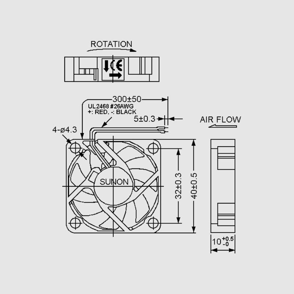 SUNON 12-V-Axial-Lüfter HA40101V4-999 40 x 40 x 10 mm