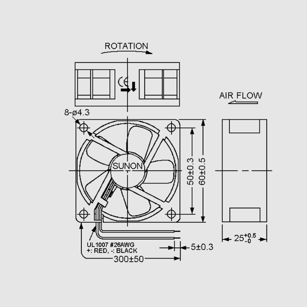 SUNON 12-V-Axial-Lüfter HA60251V4-999 60 x 60 x 25 mm