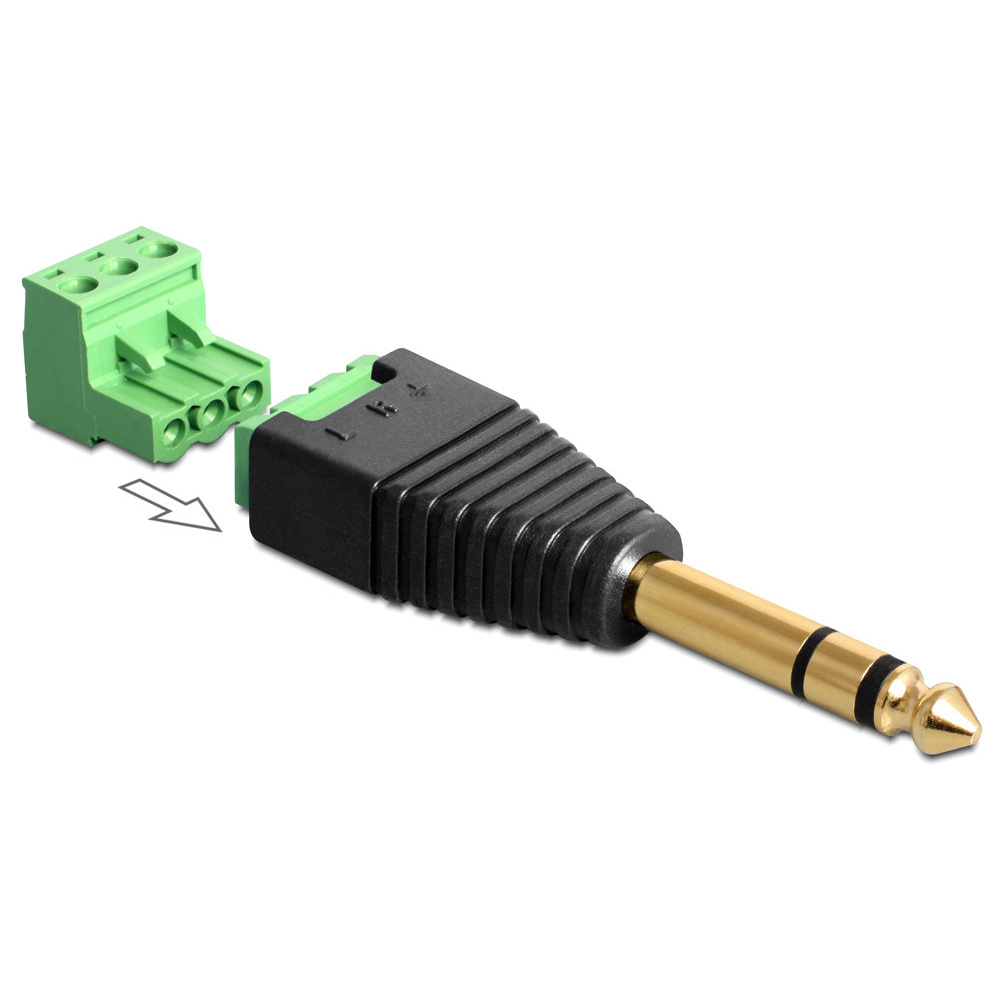 Delock Adapter Terminalblock > Klinke 6,35 mm Stecker 3 Pin 2-teilig