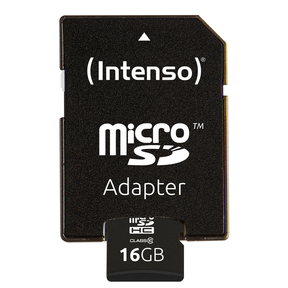Intenso microSDHC-Karte, Class 10, mit SD-Adapter, 25 MB/s, 16 GB