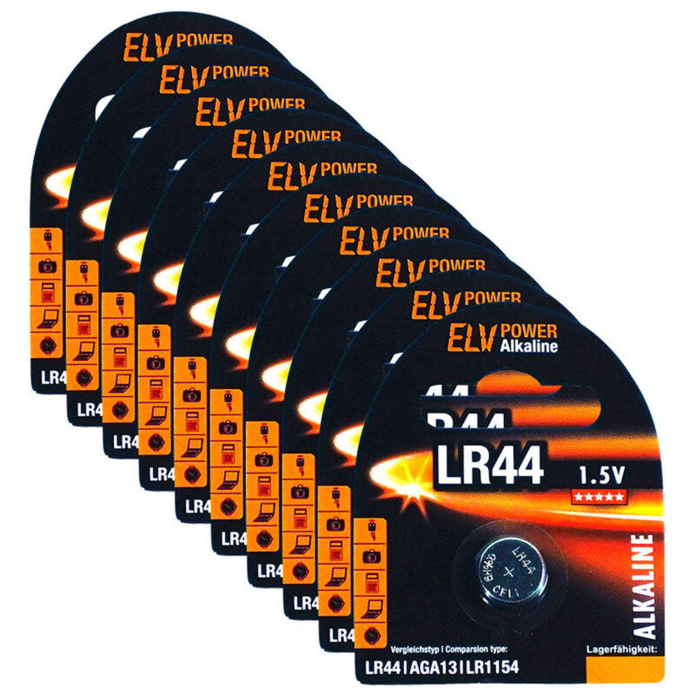 ELV Power Alkaline-Knopfzelle AG13/LR44, 10er Pack