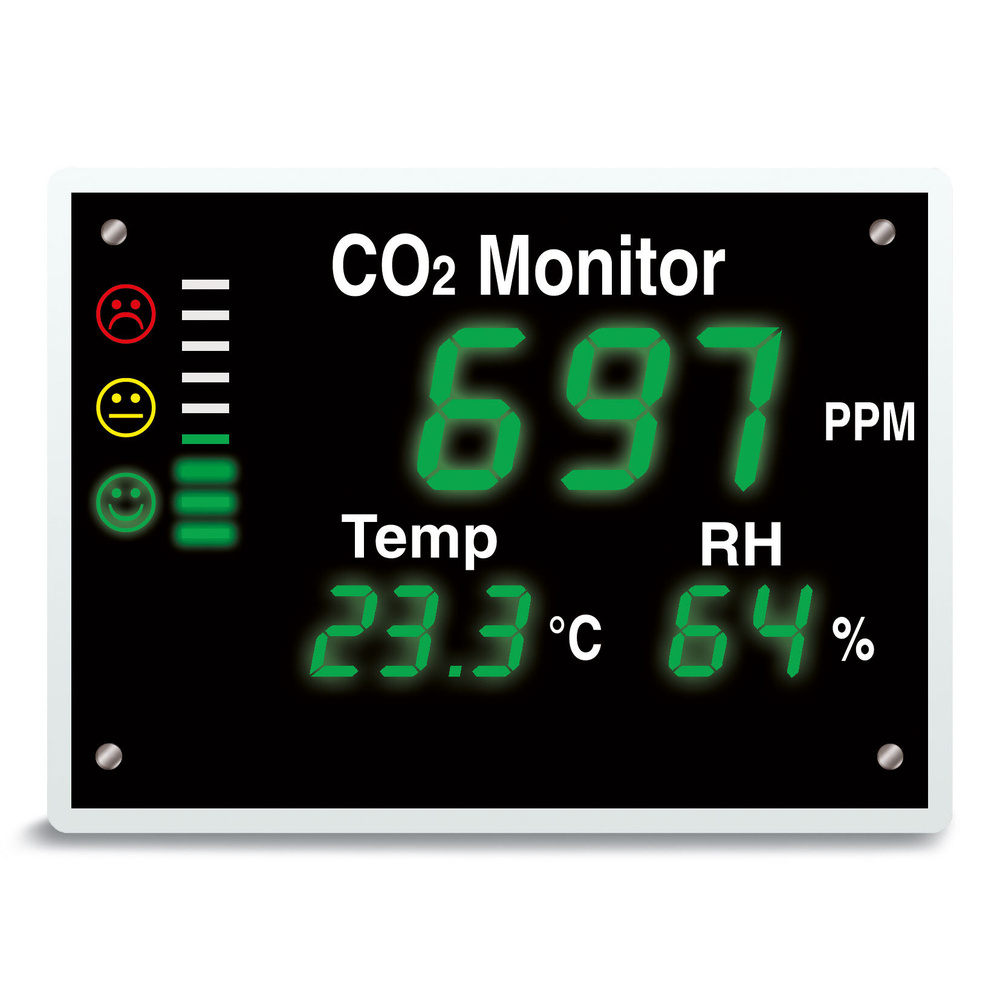 TFA XXL-CO2-Messgerät / CO2-Anzeige AirControl VISION, Kohlendioxid-Anzeige, XXL-LED-Ampel/-Anzeige