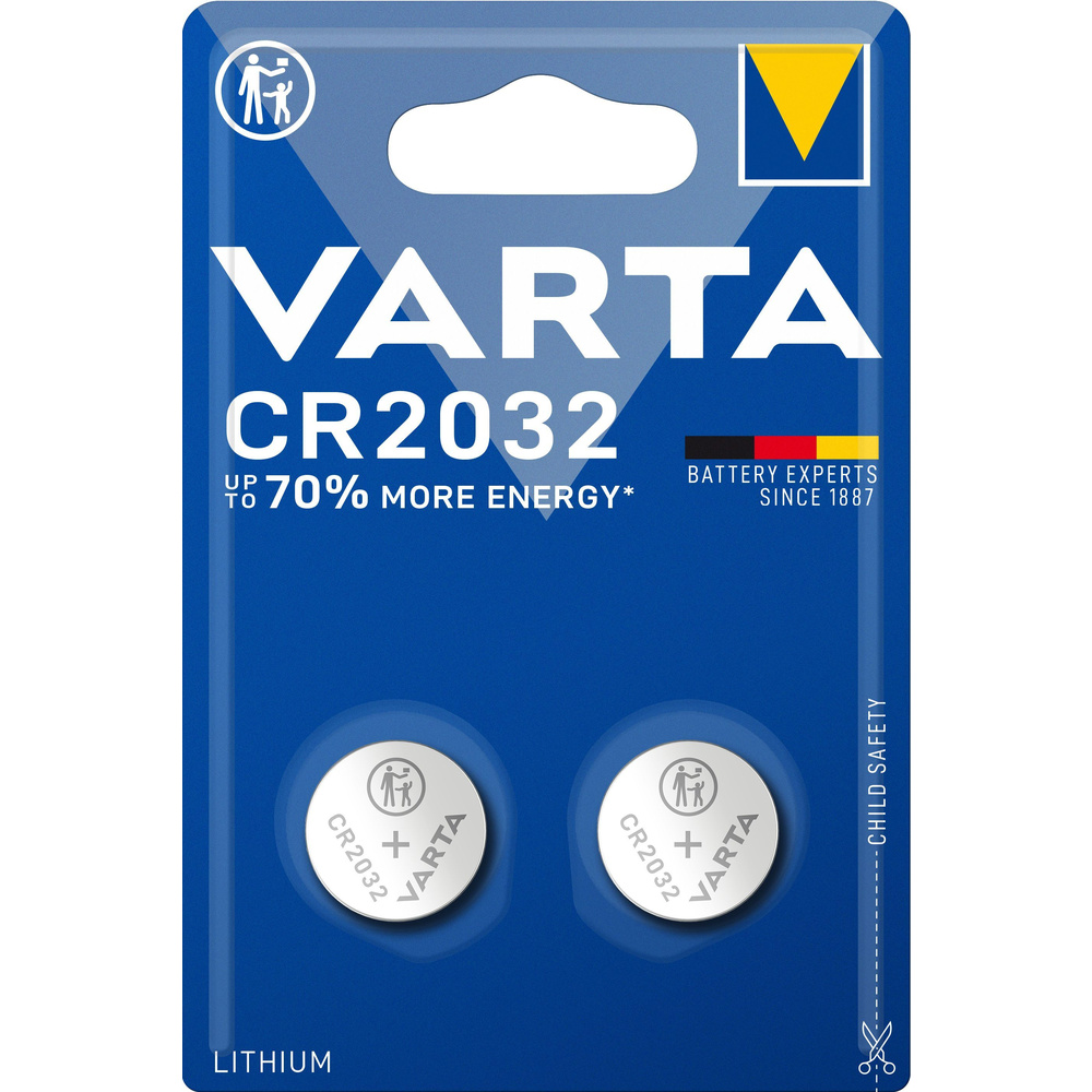 VARTA 2er-Set Lithium-Knopfzelle CR2032, 3 V, 220 mAh