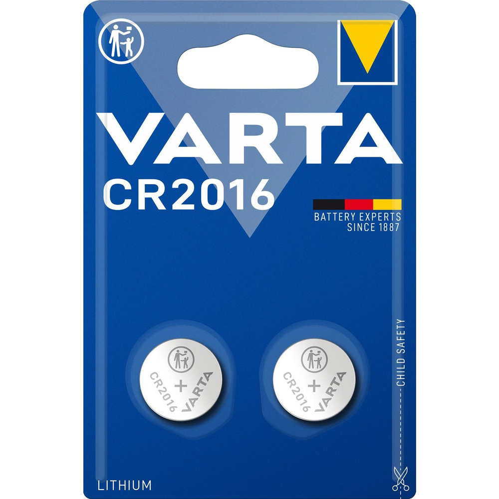 VARTA 2er-Set Lithium-Knopfzelle CR2016, 90 mAh