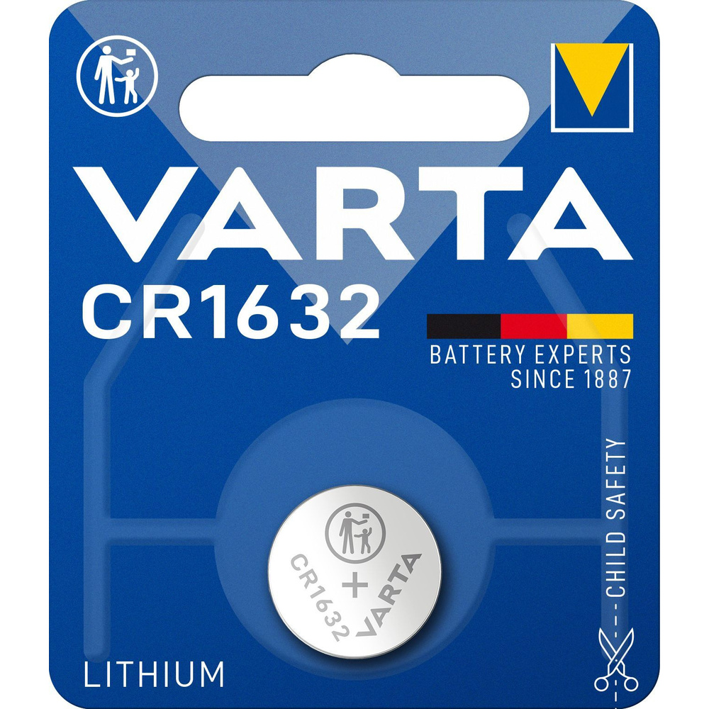 VARTA Lithium-Knopfzelle CR1632, 3 V, 140 mAh