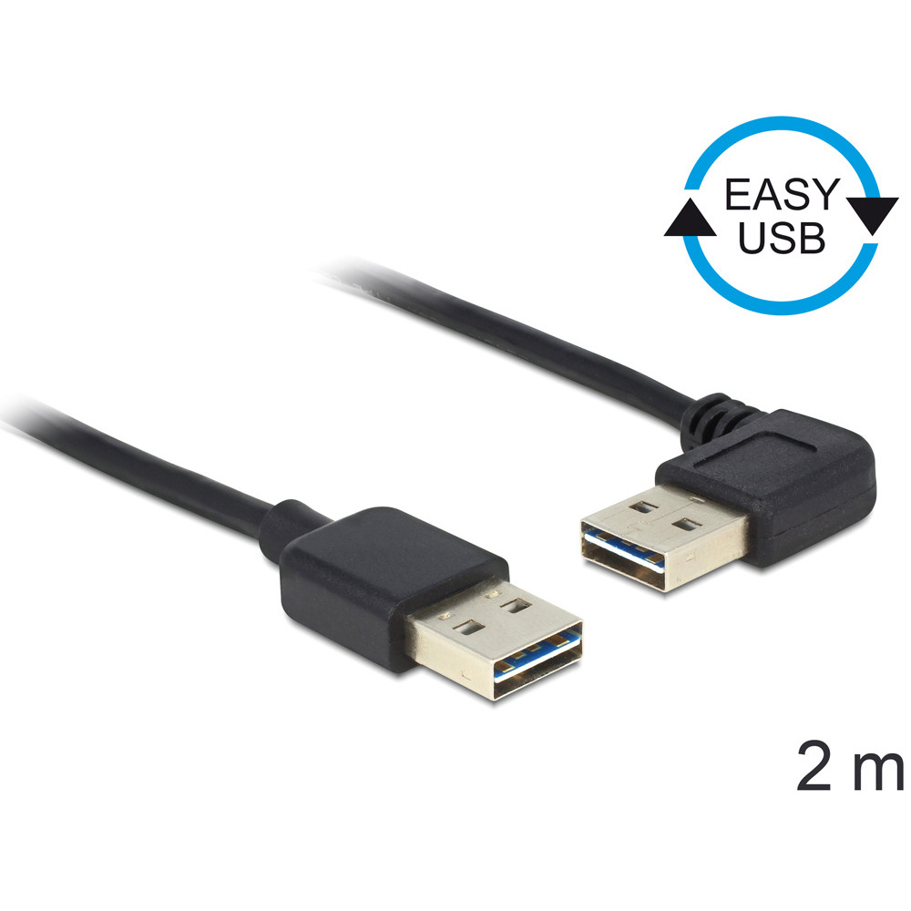 Delock Easy-USB 2.0 Kabel (Typ A) 90° gewinkelt Stecker auf (Typ A) Stecker, 2 m