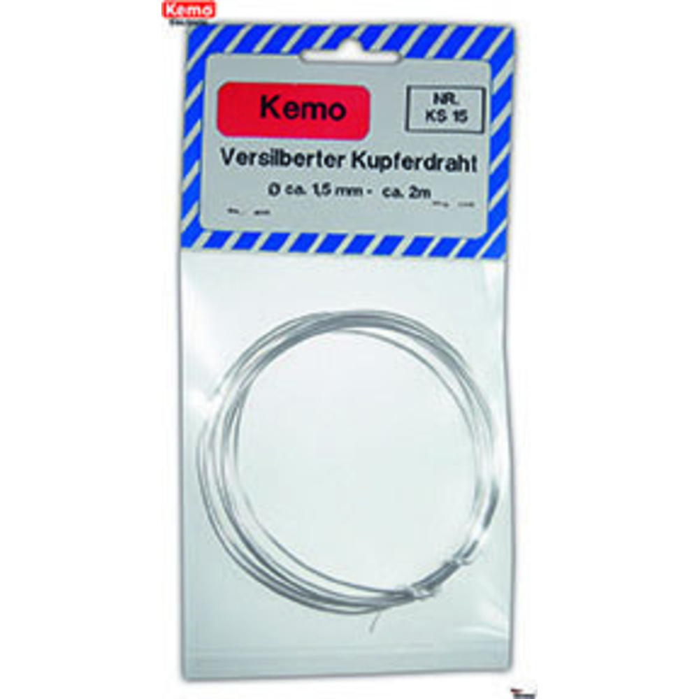 Kemo Versilberter Kupferdraht (Silberdraht) Ø 1,5 mm, 2 m KS015