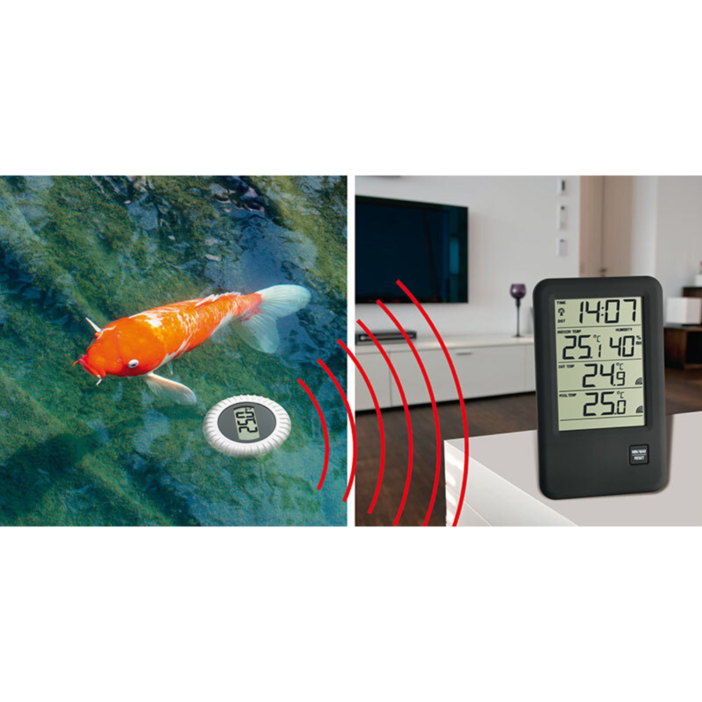 TFA Funk-Poolthermometer Malibu, inkl 2 Außensensoren (Pool und Außentemperatur)