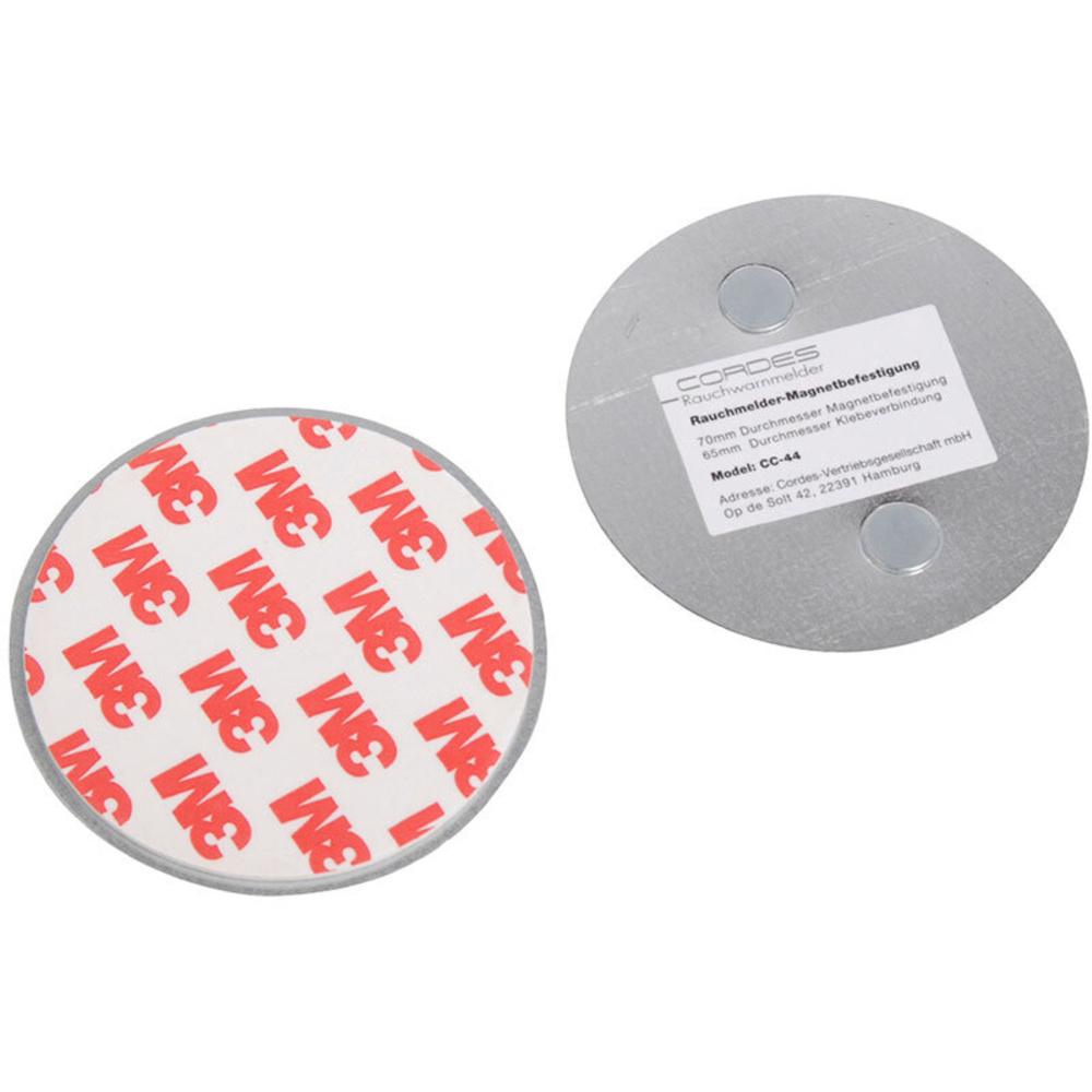 Selbstklebende Universal-Magnethalterung für Rauchmelder bzw. Gefahrenmelder, 3M-Klebepad, Ø 70 mm