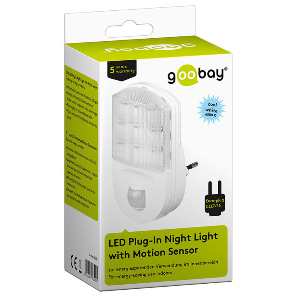 goobay 0,9-W LED-Nachtlicht mit 120°-Bewegungsmelder