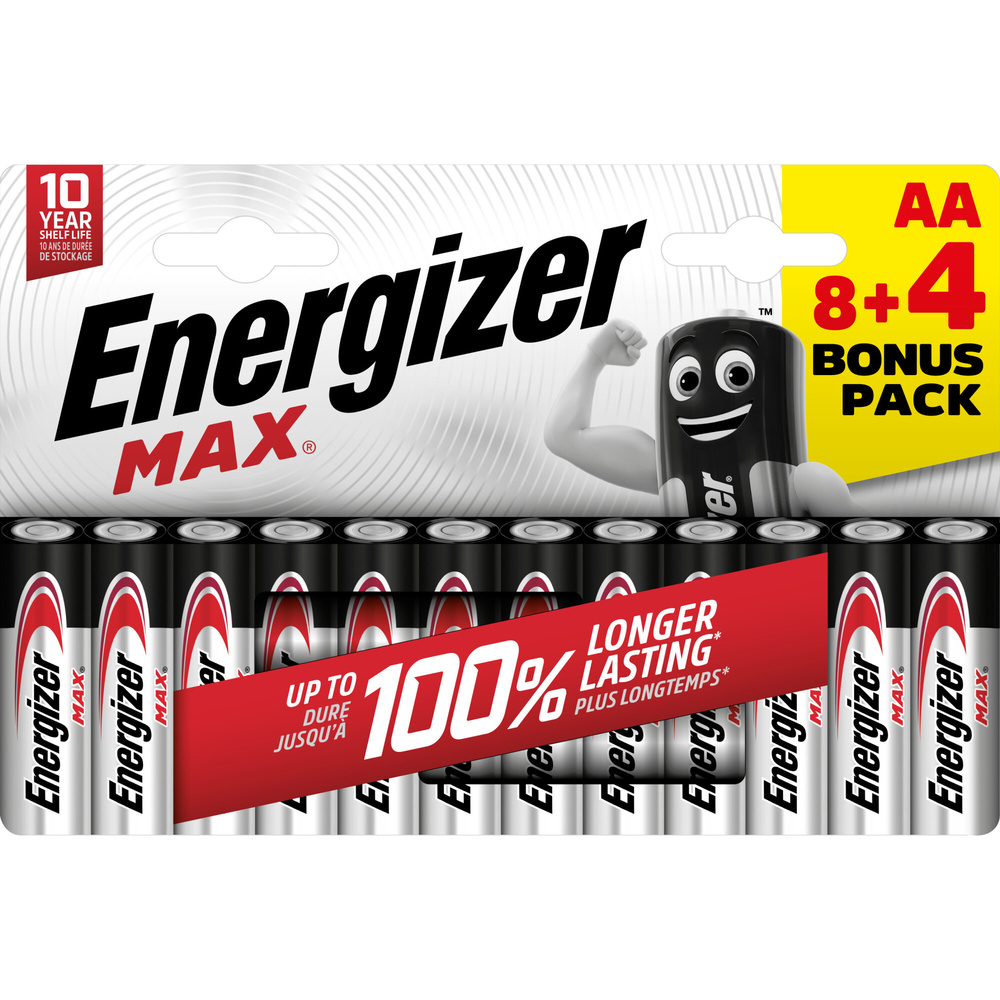 Energizer Max Alkaline Batterie Mignon AA, 8+4 Sparpack