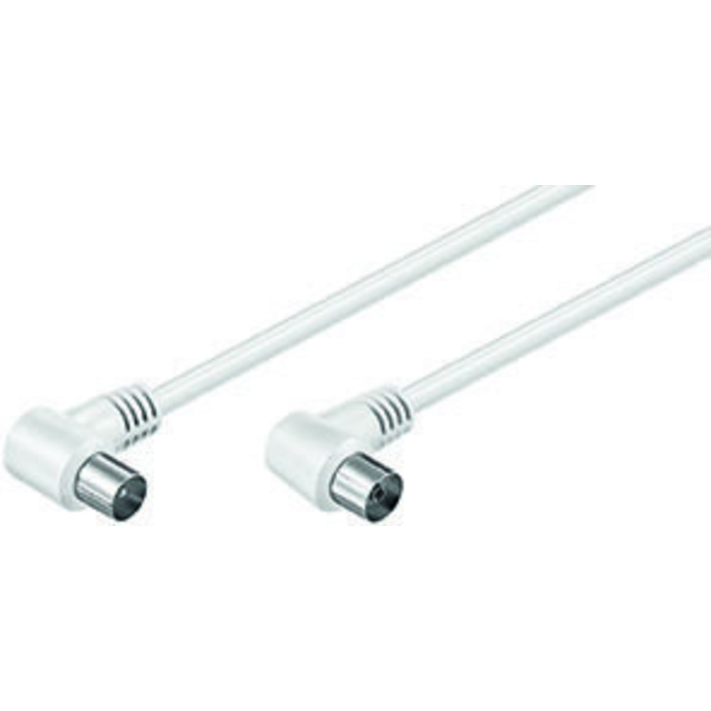 goobay Antennen-Anschluss-Kabel, Koax-Stecker auf Koax-Buchse, 2x Winkel, 1,50 m, weiß