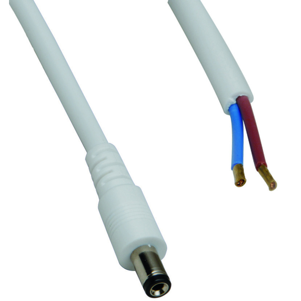 DC-Kabel 2 x 0,5 mm² mit DC-Hohlstecker 2,1/5,5/9,5 mm gerade, 2 m, weiß