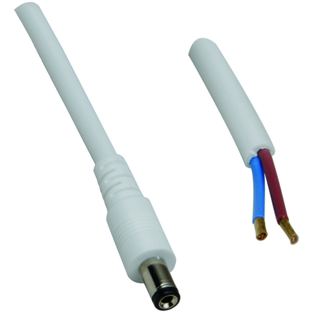 DC-Kabel 2 x 0,5 mm² mit DC-Hohlstecker 2,5/5,5/9,5 mm gerade, 2 m, weiß