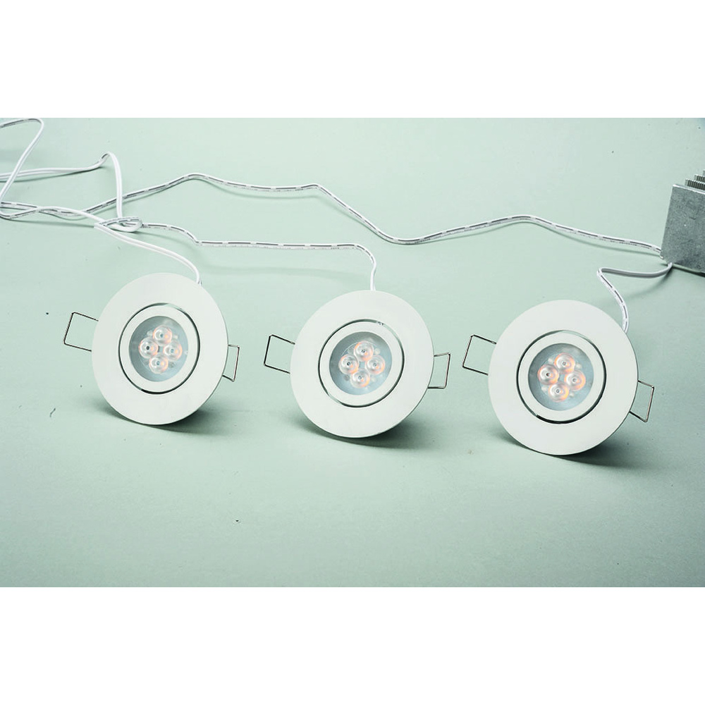 ELV 3er Set LED-Einbaustrahler, rund, schwenkbar, weiß