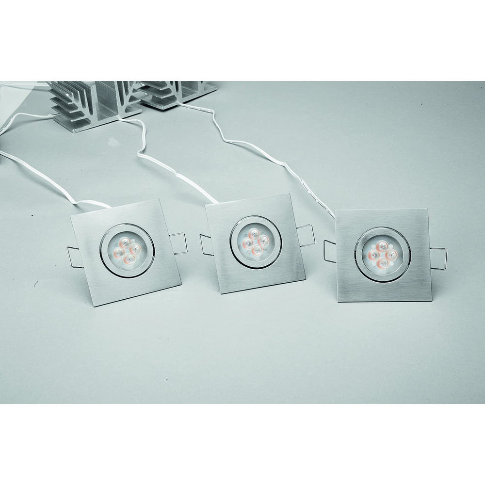 ELV 3er Set LED-Einbaustrahler, quadratisch, schwenkbar, silber