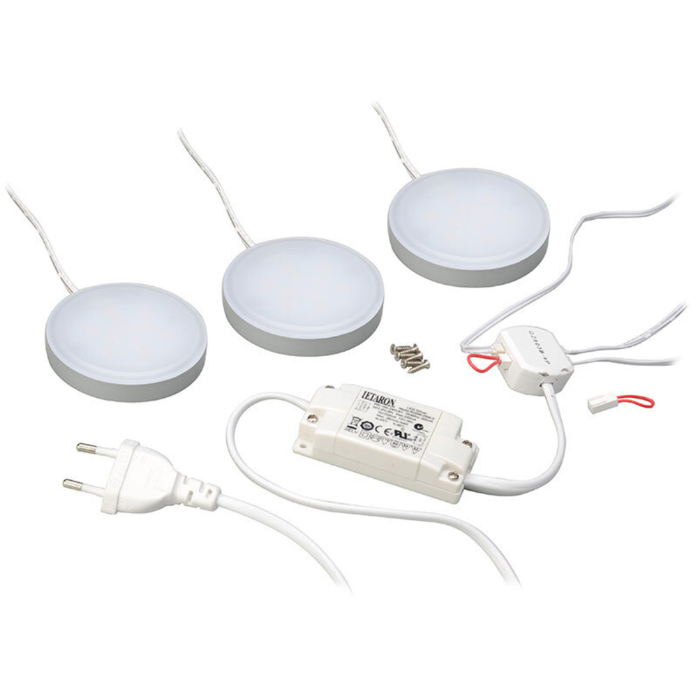 ELV 3er Set 4,5-W-LED-Aufbauleuchten (75 mm), warmweiß, inkl. Netzteil und Zuleitung