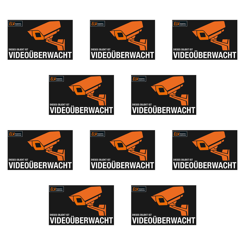 ELV Warnaufkleber Videoüberwachung, 10er-Spar-Set