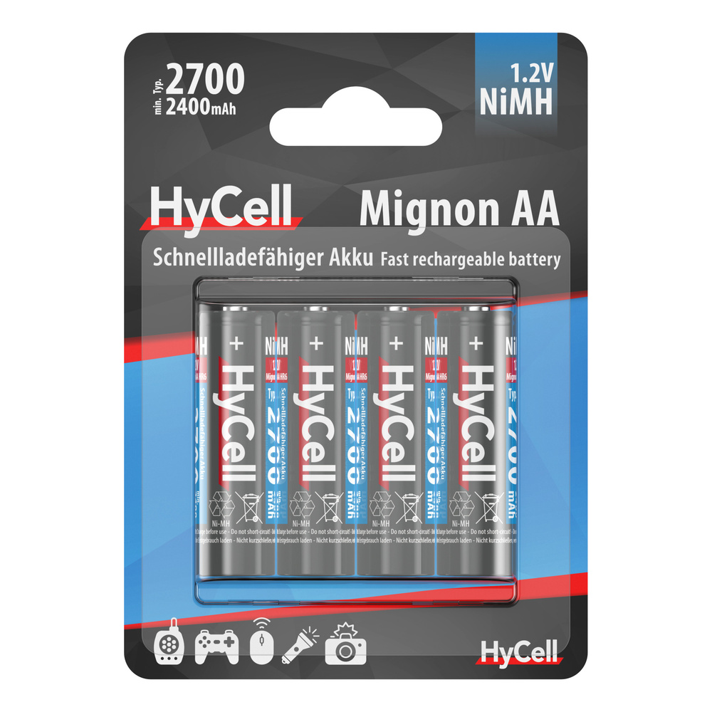 Hycell NiMH-Akku Mignon AA, Typ 2700, 4er-Blister