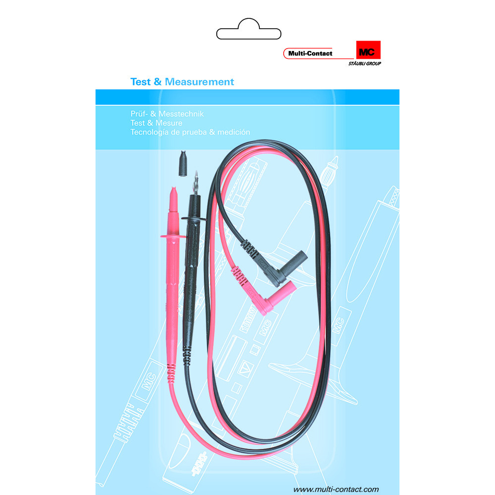 Multi-Contact Sicherheits-Messleitungen mit Prüfspitzen E4S-140, 4 mm, 1 m, schwarz/rot