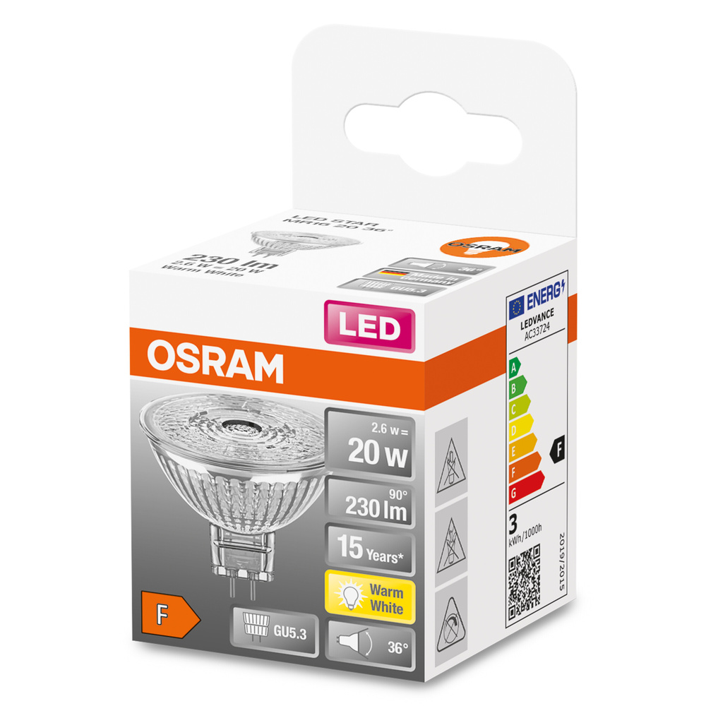 OSRAM LED STAR 2,6-W-GU5,3-LED-Lampe mit Glasreflektor, warmweiß, 12 V