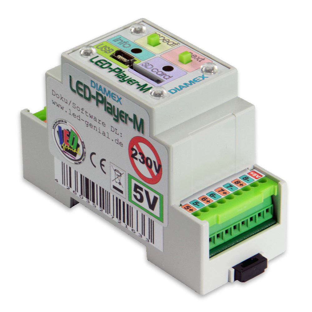 Diamex LED-Player MH für WS2812-LEDS, Hutschienmontage, inkl. Leistungsempfänger