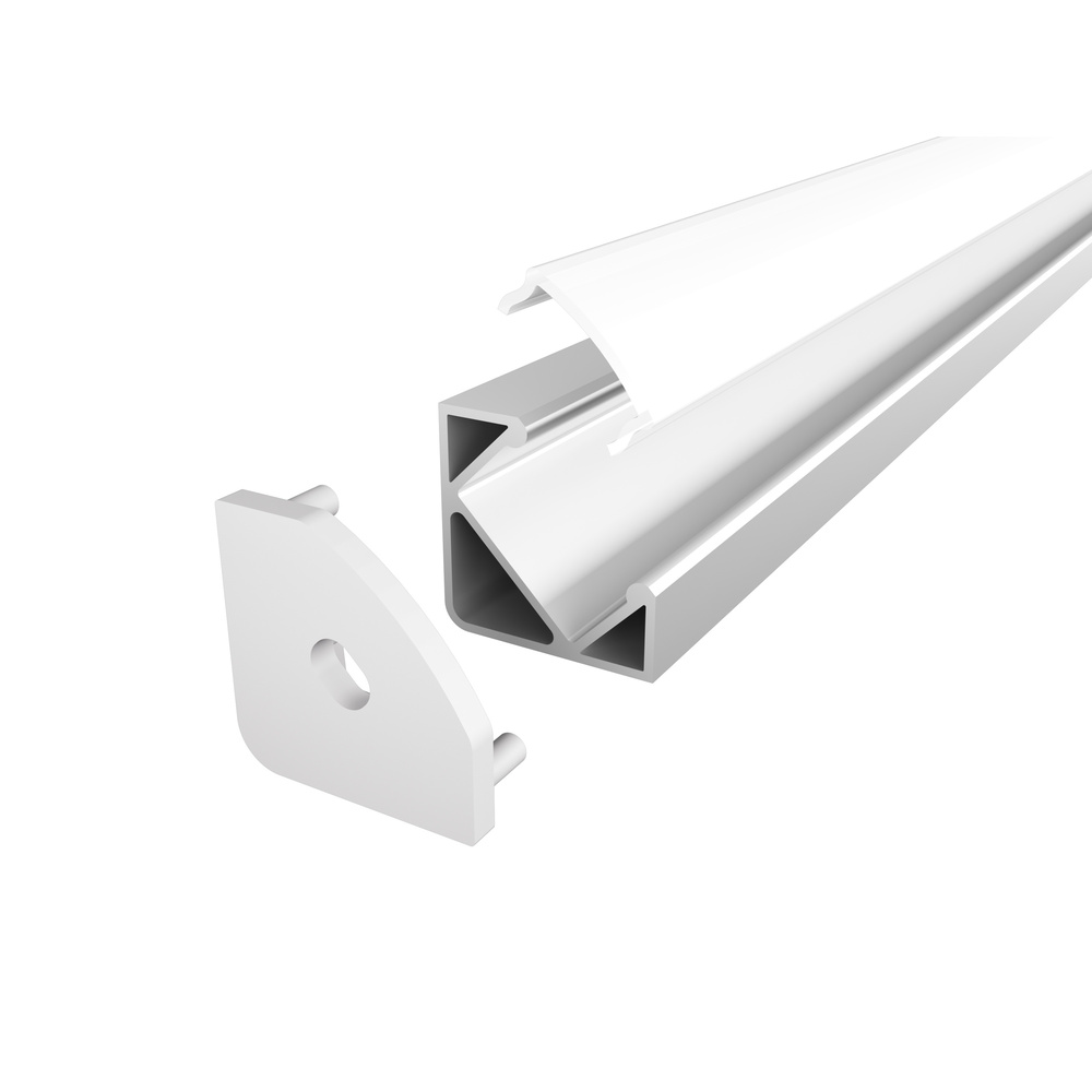 1-m-Aluminiumprofil P3-1 für LED-Streifen, mit matter Abdeckung, inkl. Endkappen