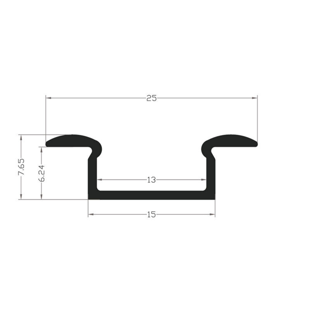1-m-Aluminiumprofil P6-1 für LED-Streifen, mit matter Abdeckung, inkl. Endkappen