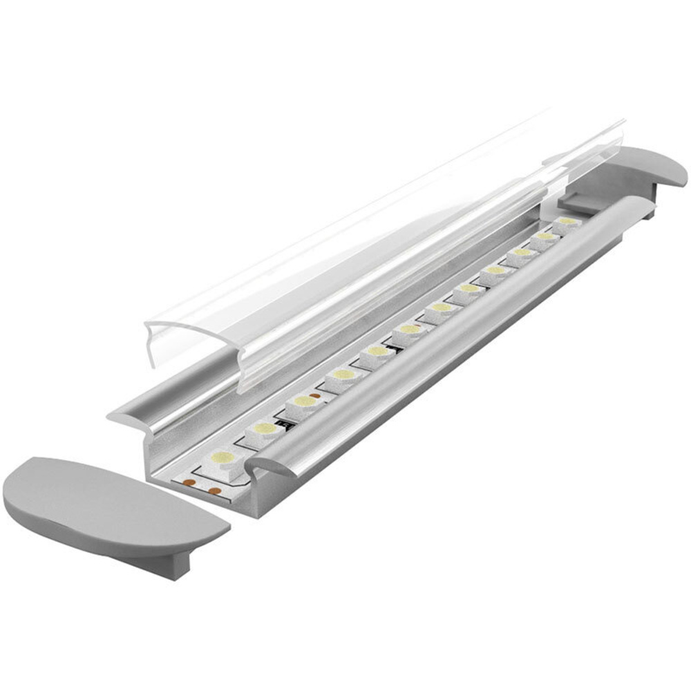 1-m-Aluminiumprofil P6-1 für LED-Streifen, mit matter Abdeckung, inkl. Endkappen
