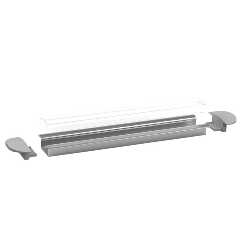 1-m-Aluminiumprofil P6-1 für LED-Streifen, mit matter Abdeckung, inkl. Endkappen