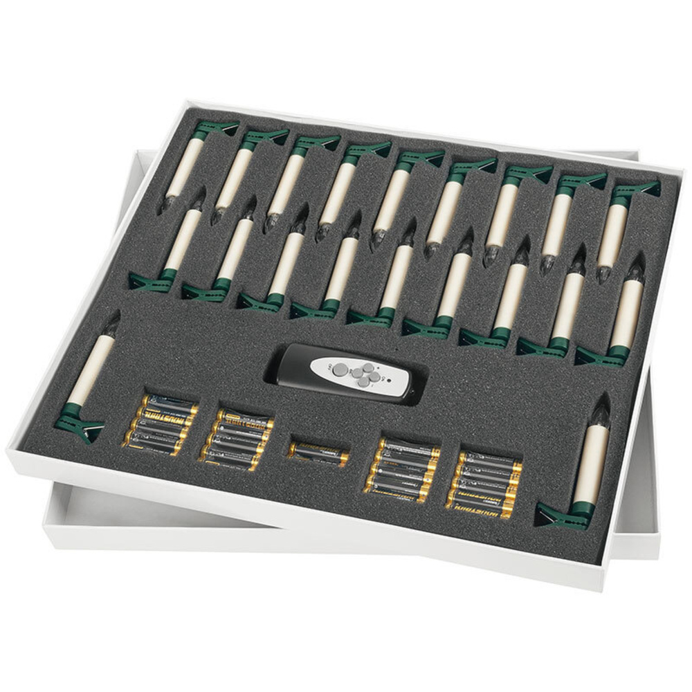 20er-Set Kabellose Mini-LED-RGB-Baumkerzen, mit Fernbedienung, Batterien & Aufbewahrungsbox, dimmbar