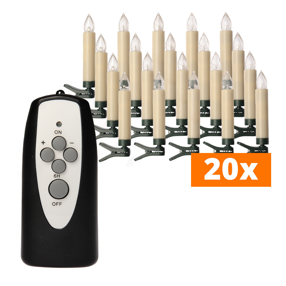 20er-Set Kabellose Mini-LED-Baumkerzen, mit Fernbedienung, Batterien und Aufbewahrungsbox, dimmbar